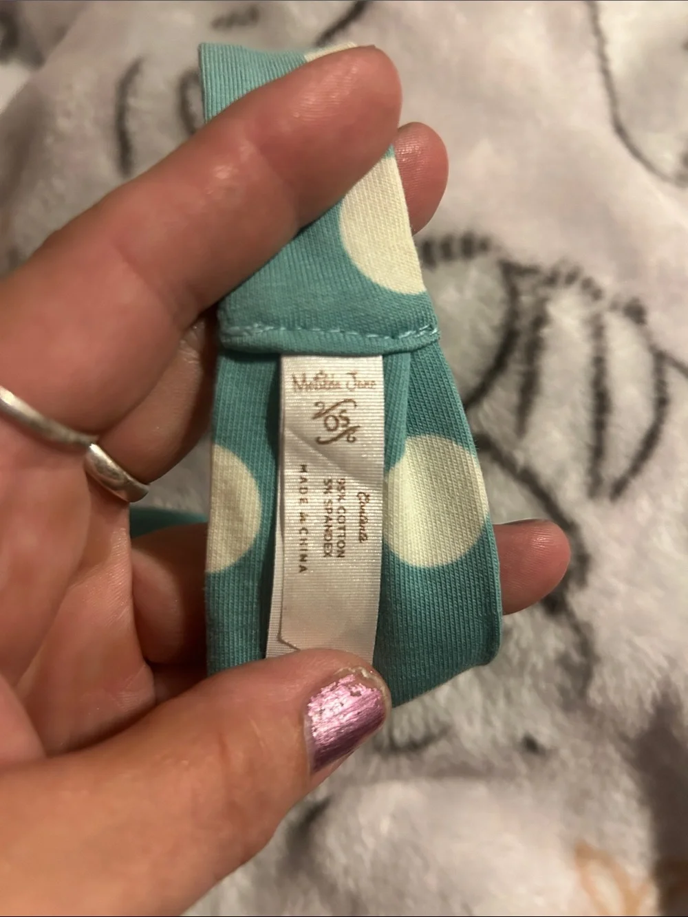 Matilda Jane….Polka Dot Teal Kids Headband with Floral Flower Accent